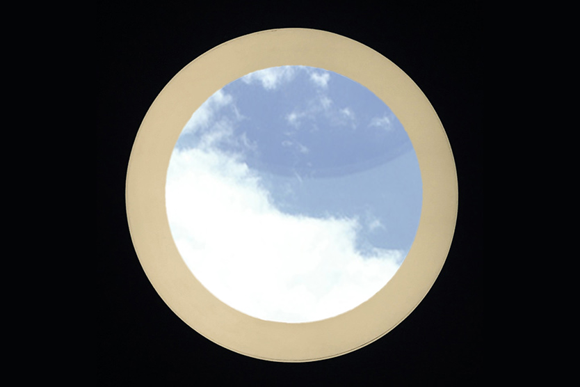 View through circular skylight at Fabio Ongarato office in Melbourne